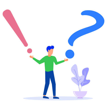 Vector illustrations, concept illustrations preparing questions and answers, seminar discussions, meetings or speeches. The answer to the question of metaphors - vector. Solutions and problem solving.のイラスト素材