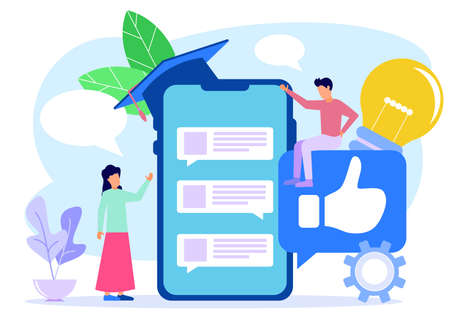 Online education concept. Smartphone screen with online courses, training courses and tutorials....