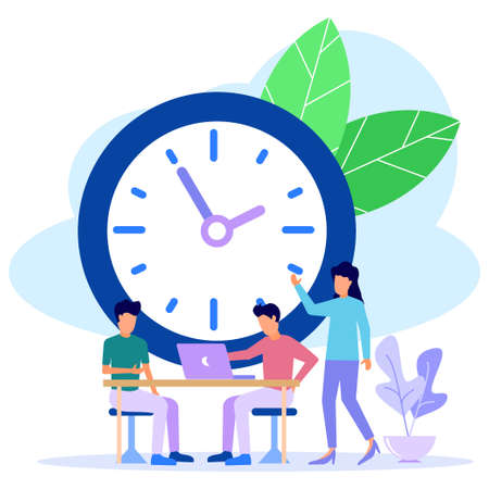 Vector illustration, time management, work activities, activities, tied to a schedule. Time efficient in all endeavors.のイラスト素材