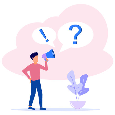 Vector illustrations, concept illustrations preparing questions and answers, seminar discussions, meetings or speeches. The answer to the question of metaphors - vector. Solutions and problem solving.のイラスト素材