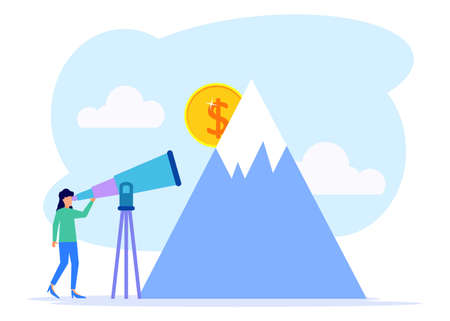 Flat vector illustration, starategy finds business advantage. Business mission, collaboration, related metaphors. Build a business from scratch.のイラスト素材