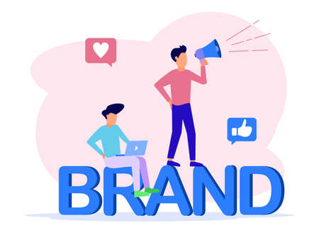 Vector illustration of business concepts, company products, marketing and promotional campaigns. Trade strategy, individual branding, build your personal branding concept.のイラスト素材