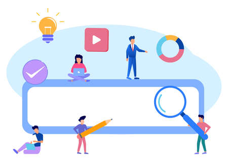 Flat style vector illustration, SEO, field and search icon.のイラスト素材