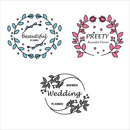 Primade wedding flower logo bundleのイラスト素材