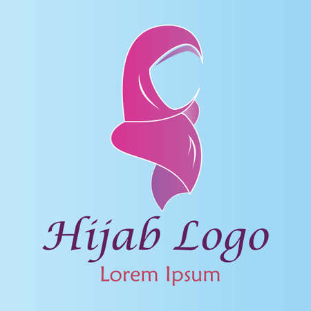 Feminine fashion pink hijab logo templateのイラスト素材