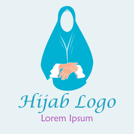 Feminine fashion blue hijab logo templateのイラスト素材