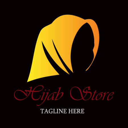 Feminine fashion orange hijab logo templateのイラスト素材