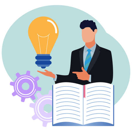 Vector illustration of a business concept. Business decision making is dubious about confusing...