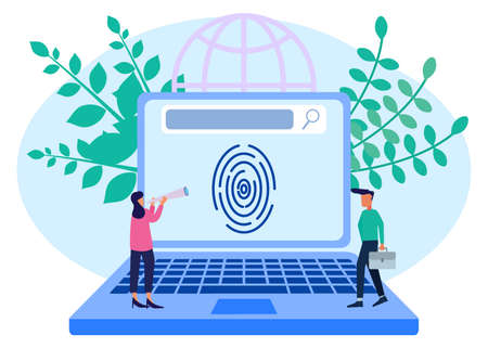 Modern style vector illustration. Fingerprint mobile security. Protection of data for cellular users and other electronic goods.のイラスト素材