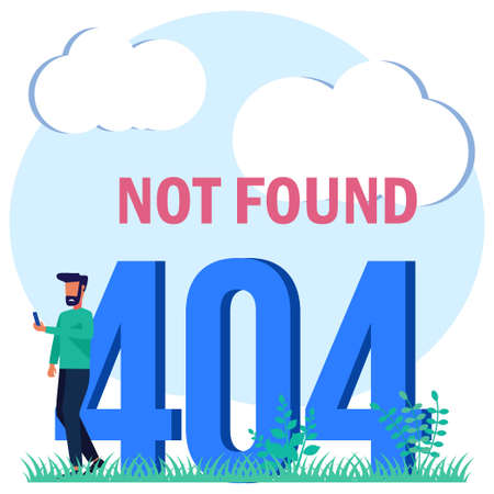 Vector illustration of business concept, error 404, Internet signal is interrupted, unavailable, businessperson annoyed and disappointed.のイラスト素材