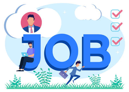 Flat style vector illustration, hiring job vacancies, job search, recruitment, workgroup, freelance.