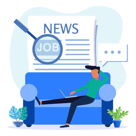 Flat style vector illustration, hiring job vacancies, job search, recruitment, workgroup, freelance.のイラスト素材