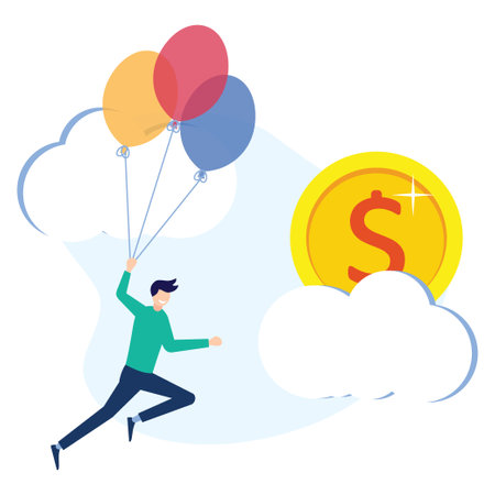 Vector illustration of aiming at a business target. The company's development procedure strategy is working. Effective business flow optimization and system monitoring.のイラスト素材