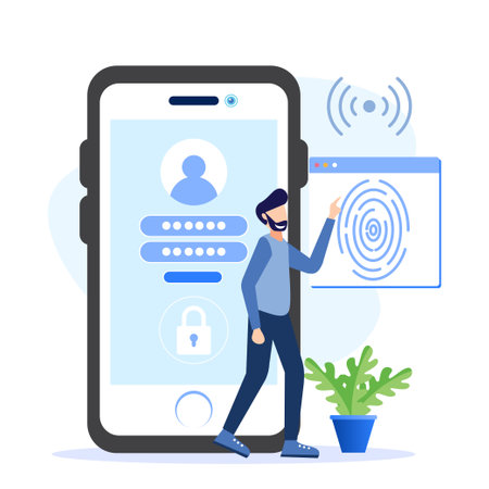 Vector illustration of a technology concept, protecting business data on a computer for a web page. good maximum security.のイラスト素材