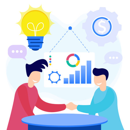 Business cooperation concept vector illustration. Team work symbol, partnership vector. achieve success together.のイラスト素材