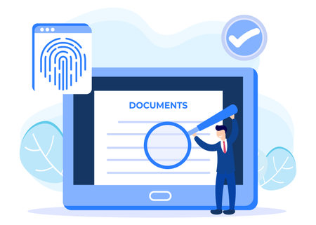 Vector illustration of data protection concept. Security and risk administration procedure regulatory documents. Privacy data protection banner.のイラスト素材