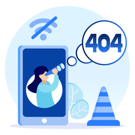 Vector illustration of business concept, error 404, Internet signal is interrupted, unavailable, businessperson annoyed and disappointed.のイラスト素材