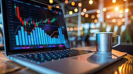 business performance metrics and sales data on a laptop for strategic decision-makingの素材