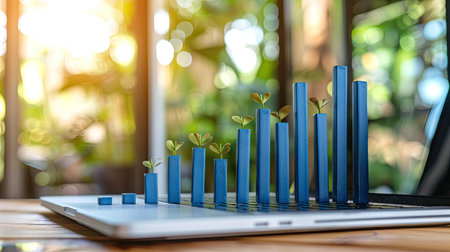 business performance metrics and sales data on a laptop for strategic decision-makingの素材