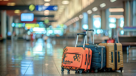 Suitcases in airport. Travel conceptの素材