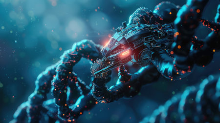 Nanobots are repairing damaged DNA. Genetic engineeringの素材
