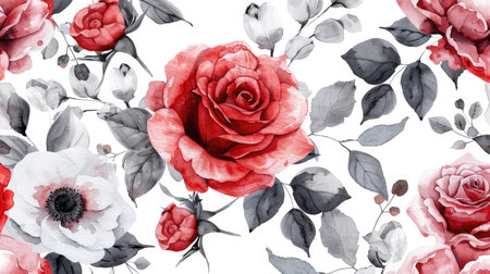 Delicate floral watercolor pattern for textiles and backgroundsの素材