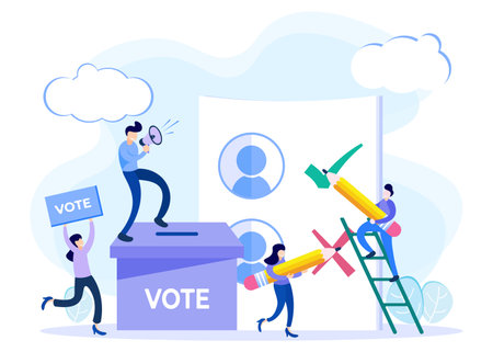 Voting and Election concept in flat style. Vector illustration for web design.のイラスト素材