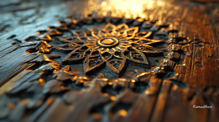 Detailed close-up of intricate wooden carvings, showcasing intricate patterns and textures.の素材