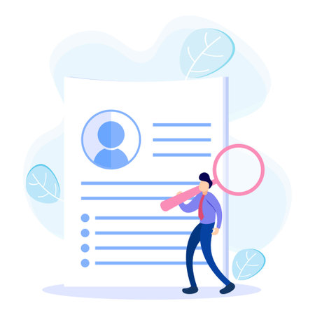 Human resources concept flat style vector illustration. People characters looking for jobs, business recruitment process, job search, interview, CV writing.のイラスト素材