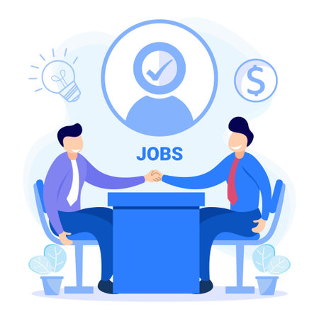 Human resources concept flat style vector illustration. People characters looking for jobs, business recruitment process, job search, interview, CV writing.のイラスト素材