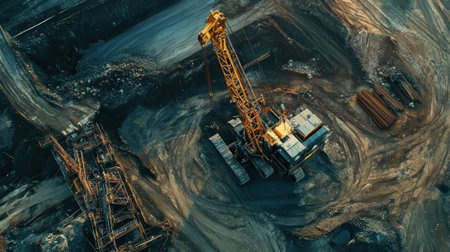 A excavator at construction site for industry concept background . --ar 16:9 --v 6.1 Job ID: 1b25a7a6-3c82-4d86-87e3-6bd3e2935e8dの素材