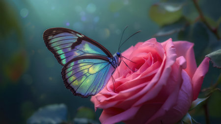 A butterfly on a roseの素材