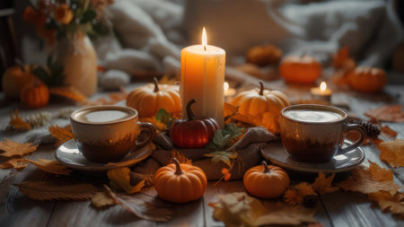 Autumnal coffee and pumpkinsの素材