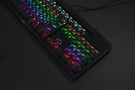 rgb lightning gaming keyboardの写真素材