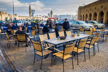 Old coffeeshop in Ebil city near the famouse castle of the cityのeditorial素材