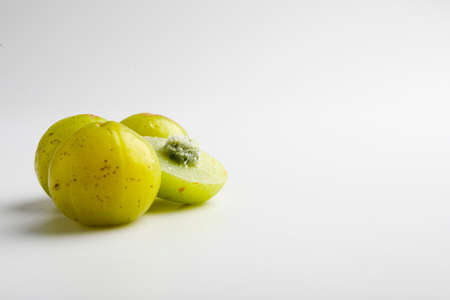 Indian gooseberry on white background.の写真素材