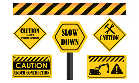 caution under contruction sign symbol vector graphicのイラスト素材