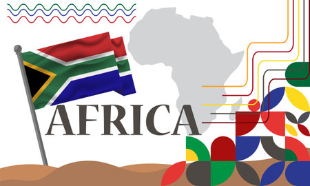 South Africa National Day Vector Patriotic Background with Flag and Country Nameのイラスト素材