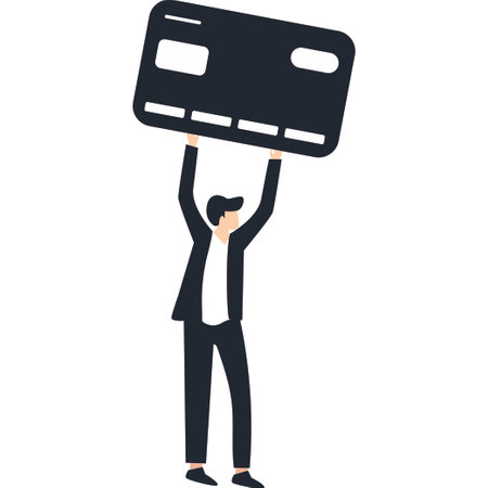 a man carrying a payment cardのイラスト素材