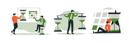 Time shceduling management  tasks planning training activities schedule checkpointsのイラスト素材