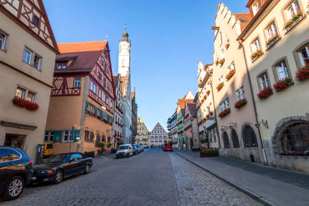 Town Rothenburg ob der Tauber, a town in the district of Ansbach of Mittelfranken (Middle Franconia), the Franconia region of Bavaria, Germany.のeditorial素材