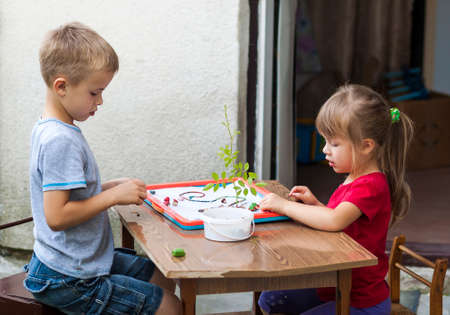 Children boy and girl playing togetherの写真素材