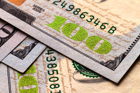 US one hundred dollar bills money backgroundの写真素材