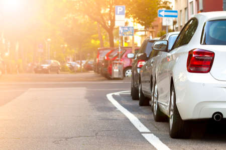Parked car in the city. Traffic concept.の写真素材
