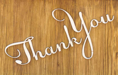 Words thank you on wooden texture backgroundの写真素材