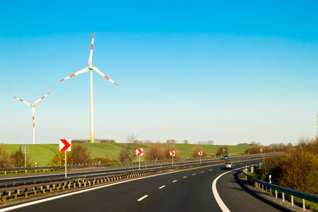 Speed road freeway in Germany with high walls on the sides