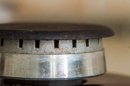 Kitchen stove hob without flame, close up photo with shallow DOF
