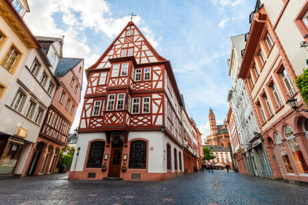 Mainz, Germany - June 12, 2017: Old historic buildings in Mainz, Germanyのeditorial素材