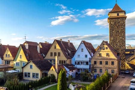 Old houses in Rothenburg ob der Tauber, picturesque medieval city in Germany, famous UNESCO world culture heritage site, popular travel destinationのeditorial素材