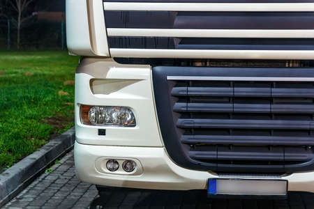 Close-up detail picture of front part of a truckの写真素材